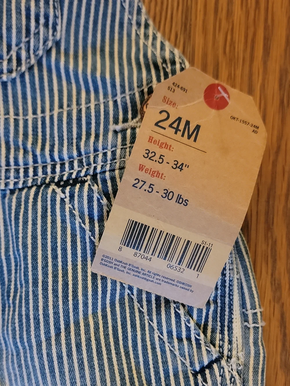 NWT- OshKosh B'gosh Blue and White Stripe Short Overalls